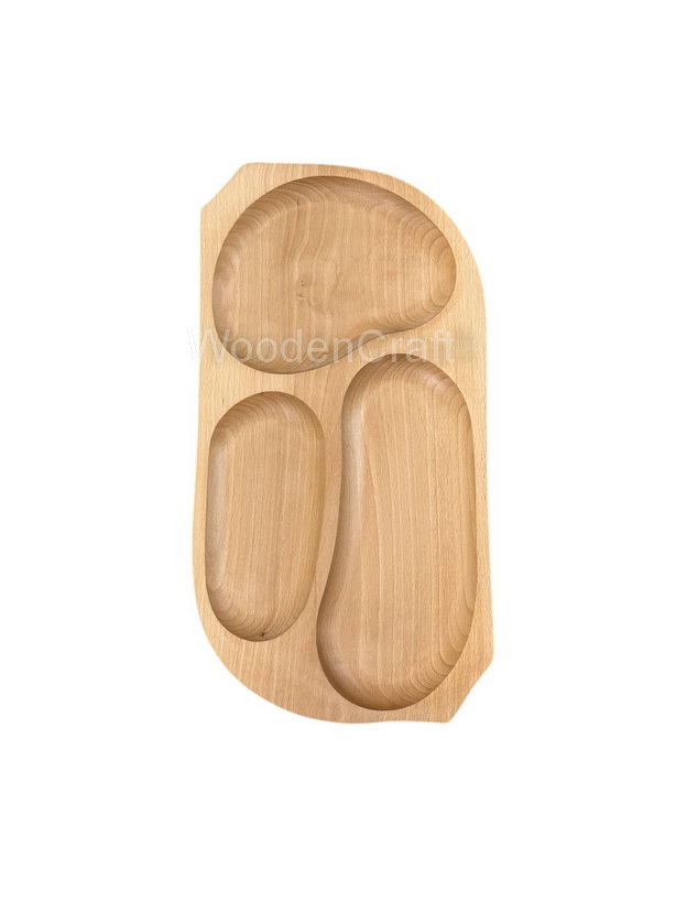 Platou lemn 3 compartimente 44x23