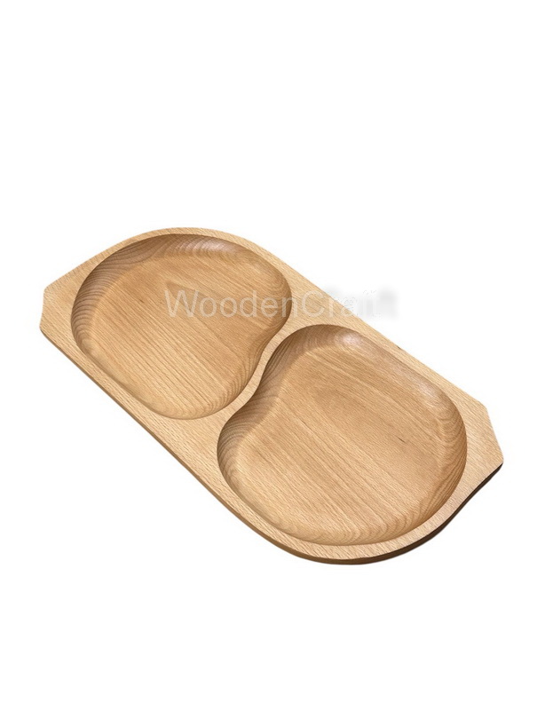 Platou lemn 2 compartimente 44x23cm - imagine 2