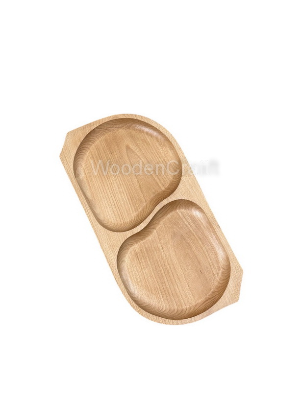 Platou lemn 2 compartimente 44x23cm