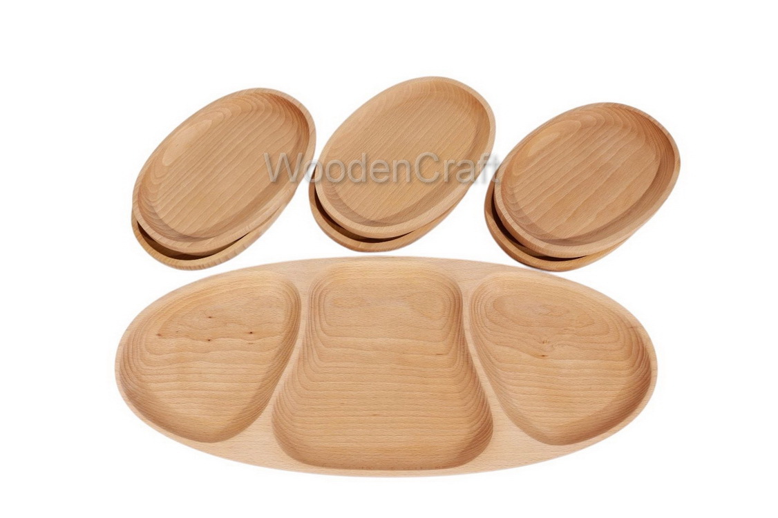 Set platou lemn 6+1 oval